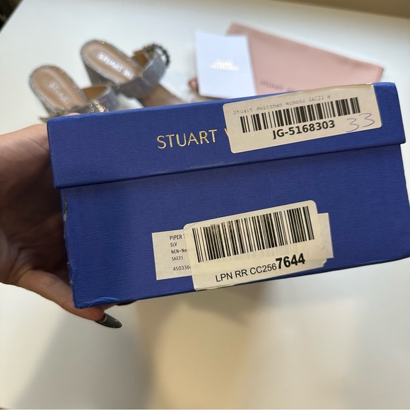 Stuart Weitzman Piper 75mm Crystal/Pearl-Embellished Block-Heel Sandals - Picture 15 of 16